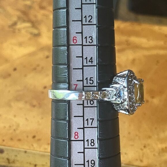 Natural Yellow Sapphire Sterling Silver Ring Size 7 - Picture 8 of 10